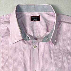 UNTUCKit 3XL Large Pink Stripe Wrinkle Free Button Down Shirt Men's Long Sleeve